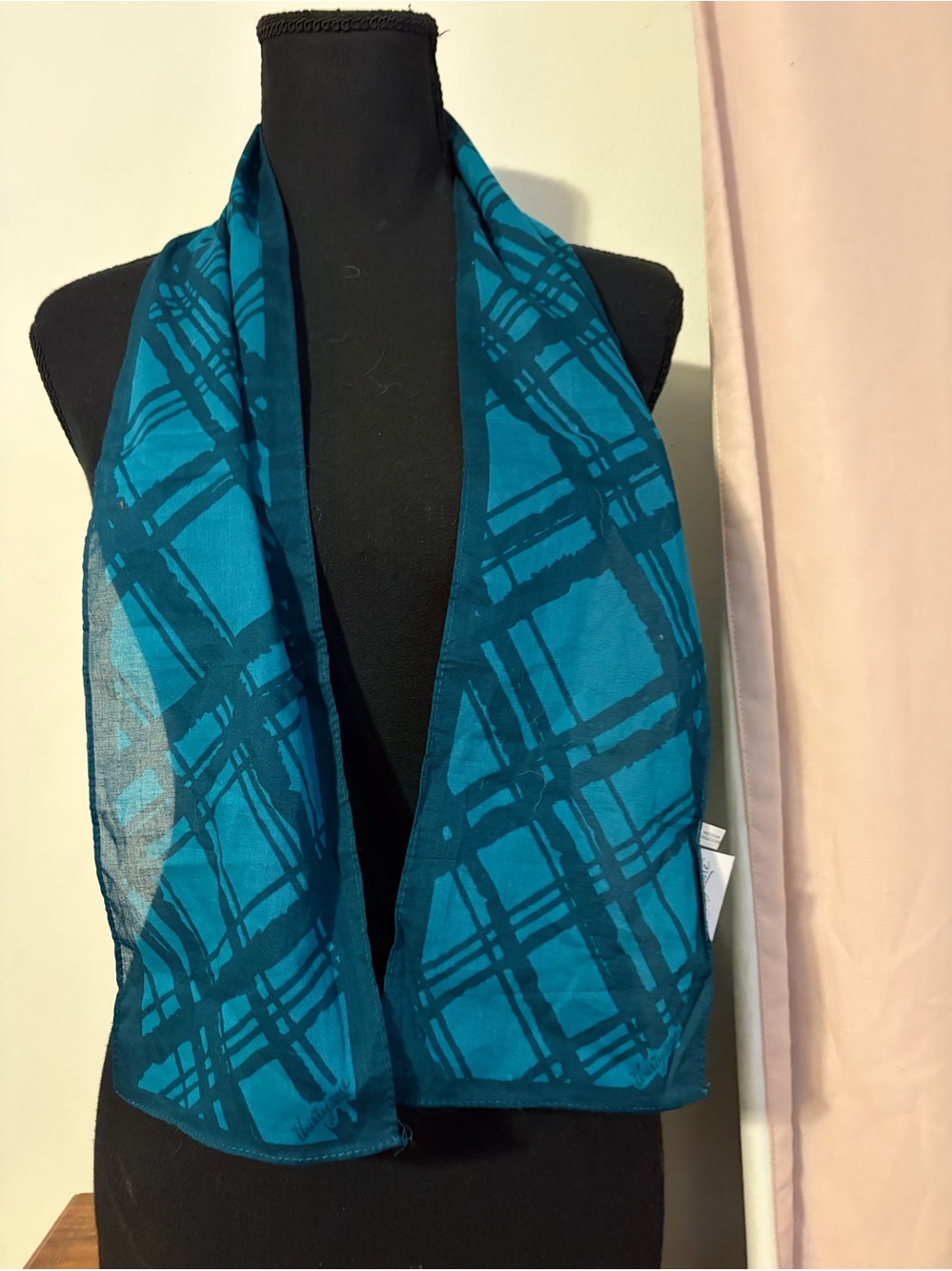 thirty-one Teal Plaid Lightweight Scarf